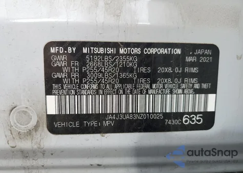 2022 Mitsubishi Outlander Se from USA, damaged, VIN JA4J3UA83NZ010025